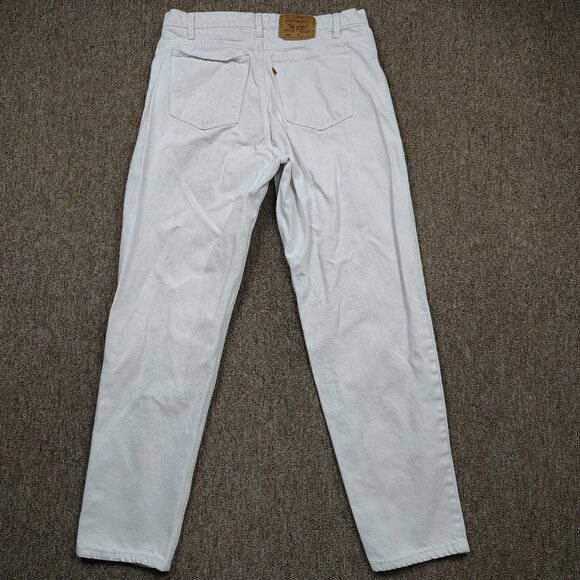 Vintage LEVI'S 550 Jeans Men 36x32 White Relaxed Fit Orange Tab Denim Distressed - Picture 3 of 11